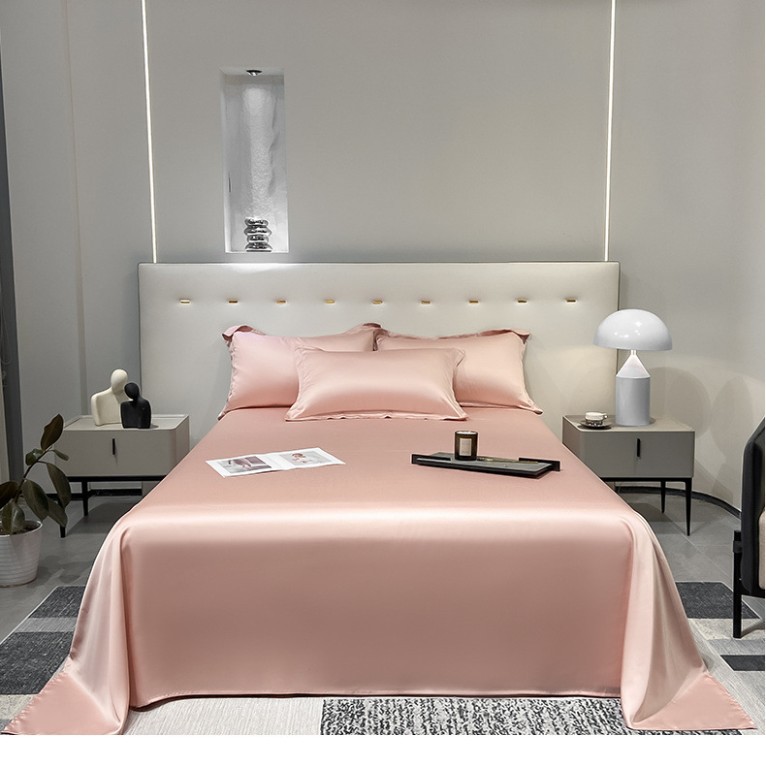 100 sábanas de verano de seda de hielo de color sólido de una sola pieza, dormitorio desnudo, edredón fresco, funda de almohada simple, juego de tres piezas