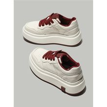 百搭运动休闲鞋增高加绒网红板鞋2025秋季新款软皮厚底小白鞋女鞋