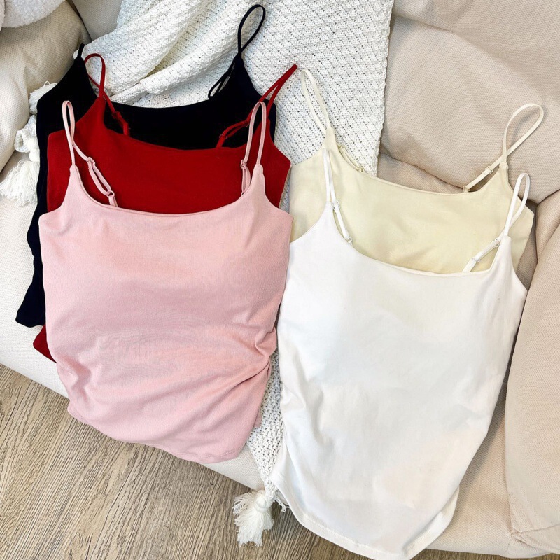 Korean Style Hot Girl Design Pleated Short Camisole for Women, Summer Outerwear, Versatile Top with Breast Pads, Slim Fit and Beautiful