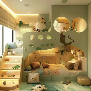 All Solid Wood Children's Bed, High and Low Bunk Bed, Children's Bed, Same Width Bunk Bed, Bedroom Double Bed