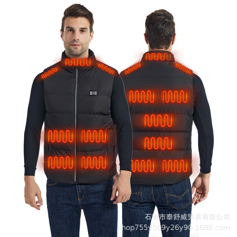 Chaleco calefactor inteligente de invierno Chaleco calefactor eléctrico Chaleco calefactor recargable y frío Ropa calefactor de cuerpo completo Chaleco calefactor masculino y femenino