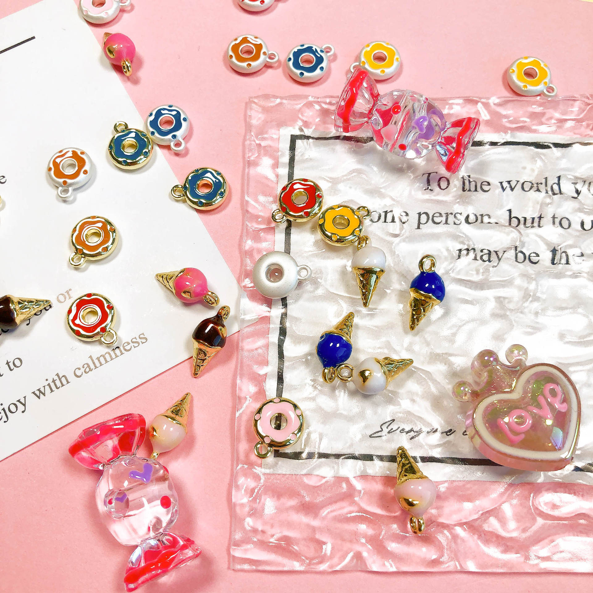 11g Weight Pendant Jewelry Making Type DIY Jewelry Accessories Classification 6 Pieces Quantity Alloy Material Ice Cream Pattern Enamel Design Cartoon Style Style 6 Pieces Alloy Ice Cream Pendant 2