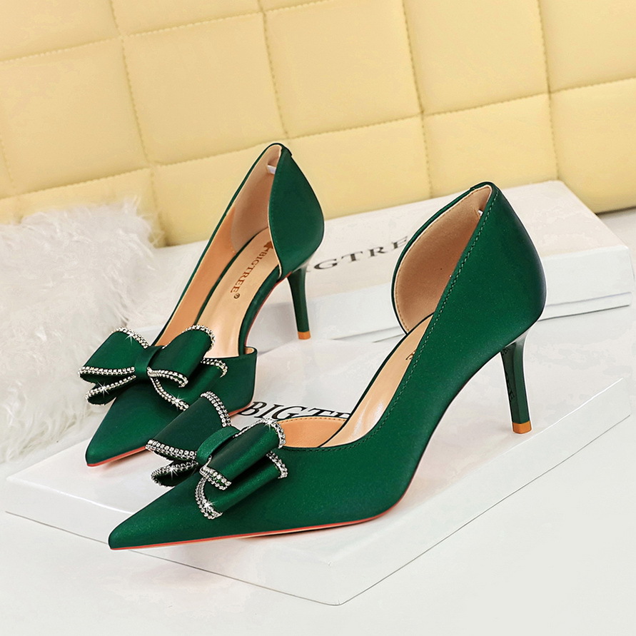 3226-AH36 European And American Style Party Women's Shoes, Stiletto High Heel, Shallow Pointed Toe, Side Cutout,_vogvips.com