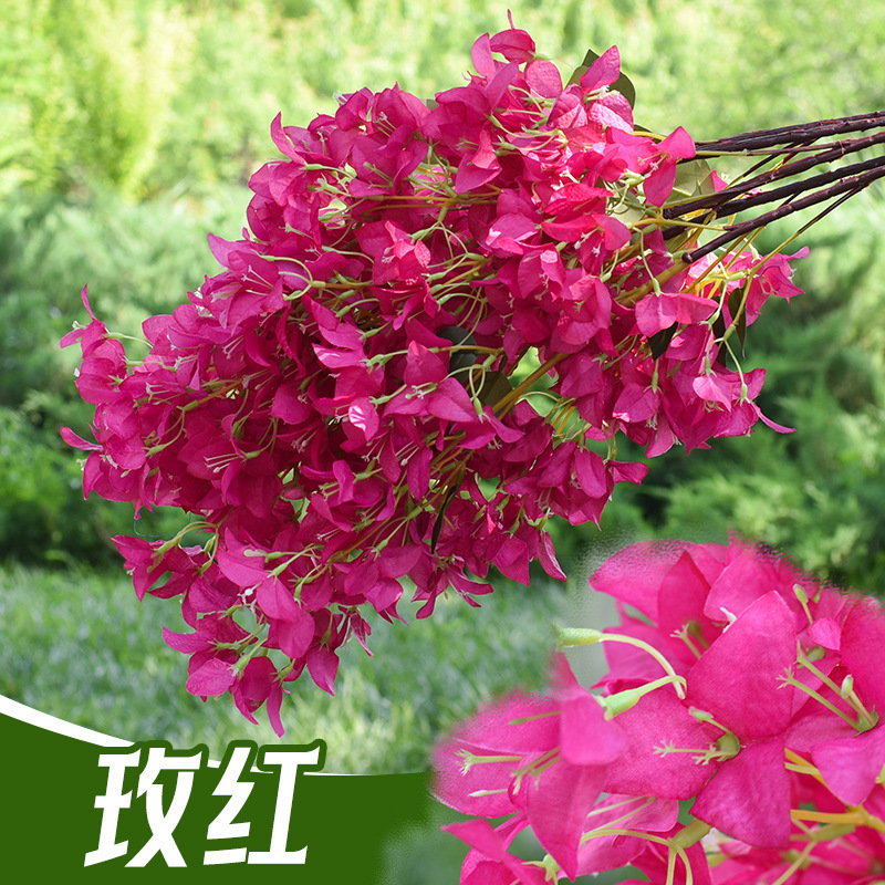 模擬三角梅の枝、造花、家の装飾、結婚式のアーチ、天井の造園、装飾花、緑の植物、造園|undefined