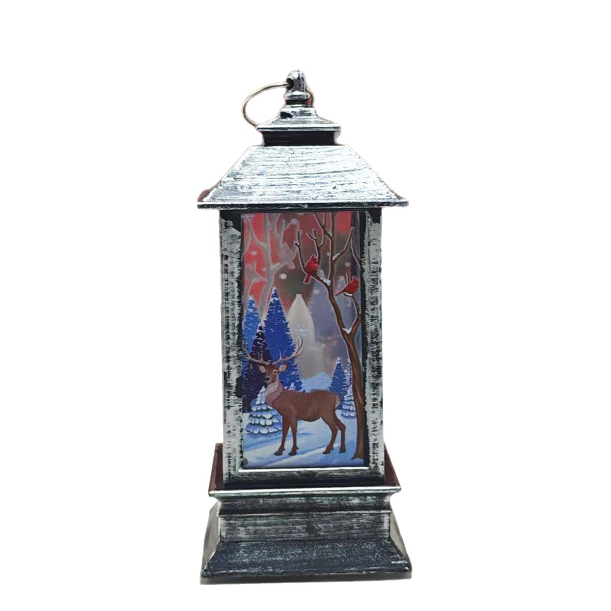 Linterna cuadrada pequeña de Navidad, adorno decorativo de escritorio, decoración colgante para árbol de Navidad, luz nocturna retro, regalo de Navidad