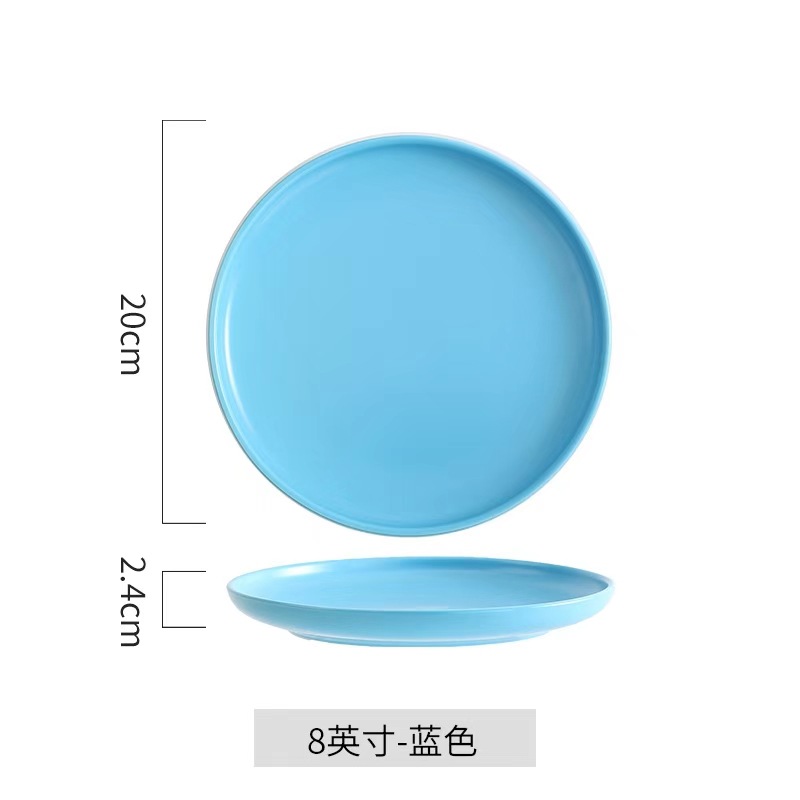 Plato de comedor occidental de cerámica nórdica Plato de biak Red creativa Plato de desayuno occidental Plato plano Plato de plato doméstico blanco