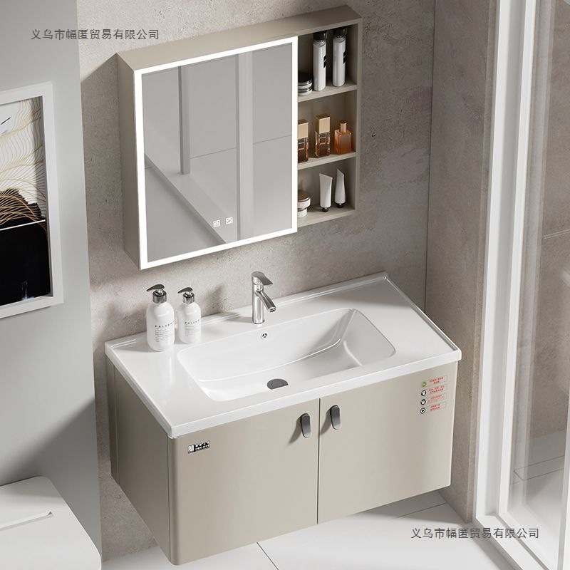 Thickened Stainless Steel Bathroom Cabinet Combination Wash Basin Bathroom Household Cream Style Wash Basin Simple