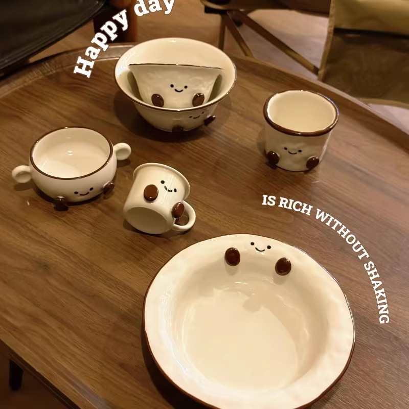 特に見栄えの良い両耳ボウル、ハンドル付きのかわいいインスタントラーメンボウル、デザートヨーグルトボウル、セラミック子供用フードボウル、スープボウル|undefined