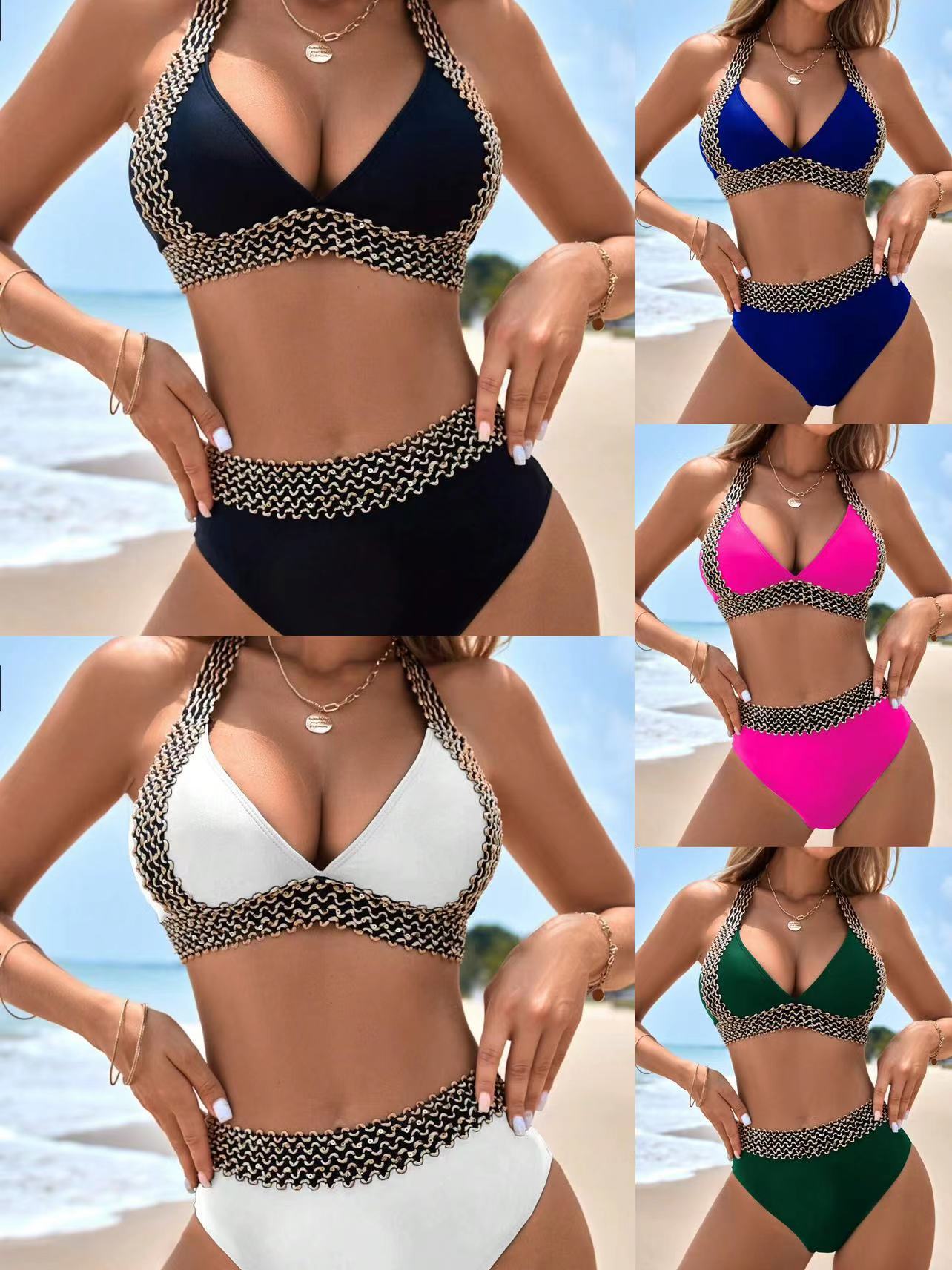 175g Weight Sexy Feel Of Sensation High Waist Panties Waist Briefs Panties Style Bralette Bra Category Polyester Fabric Type 2 Pieces Set Quantity Swimming Pool, Beach Occasion Multicolor, Solid Color Pattern Women's Gender Women's Multicolor Solid Color 2 Pieces Set Bikinis Swimwear 无