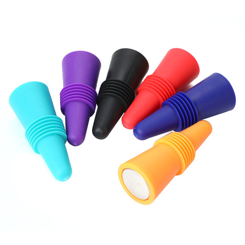 Wholesale Manufacturer Creative Food Silicone Stainless Steel Red Wine Stopper Conical Kitchen Beer Seasoning Bottle Stopper with LOGO Printing