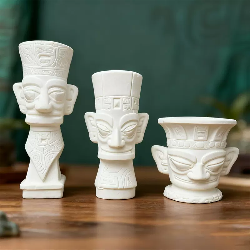 国潮文创三星堆面具石膏模型办公室桌面玄关摆件众家居装饰礼物