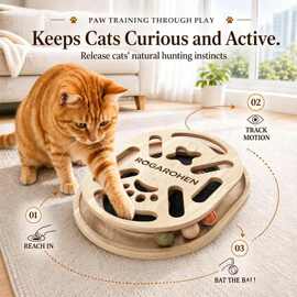 实木猫转盘轨道球玩具带剑麻磨爪板猫咪自嗨益智解闷逗猫神器用品
