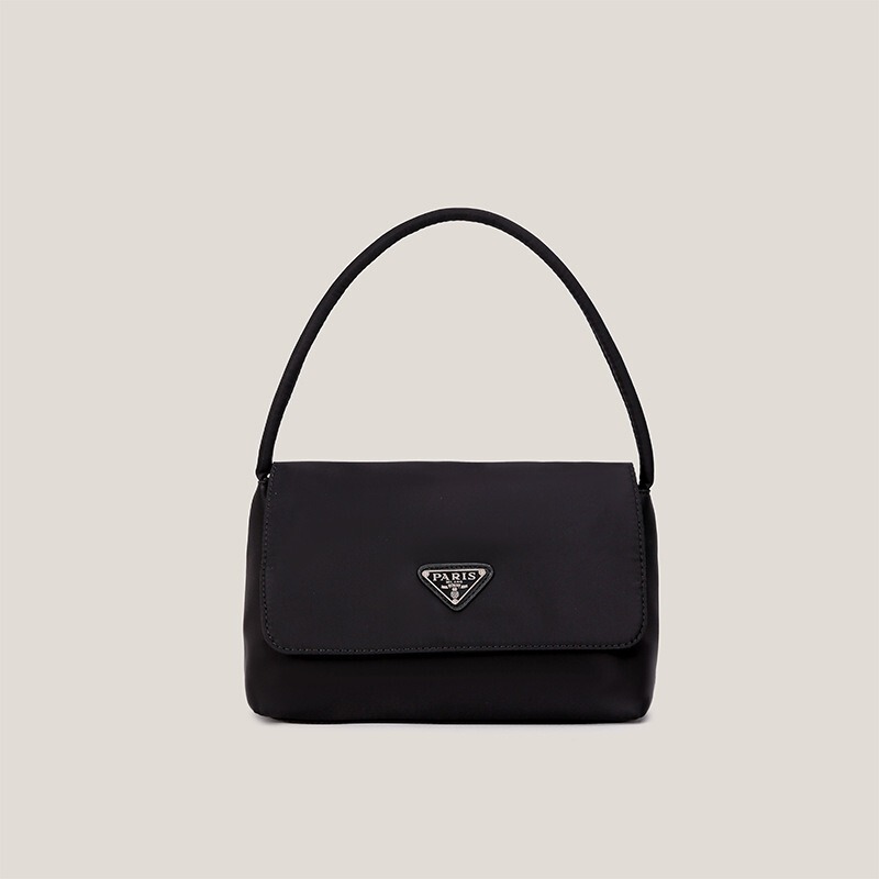 Black Niche Handbag for Women Korean Style Casual Versatile High-End Nylon Small Square Bag Cover Style Single Shoulder Armpit Bag Trendy Black Niche Handbag for Women Korean Style Casual Versatile High-End Nylon Small Square Bag Cover Style Single Shoulder Armpit Bag Trendy