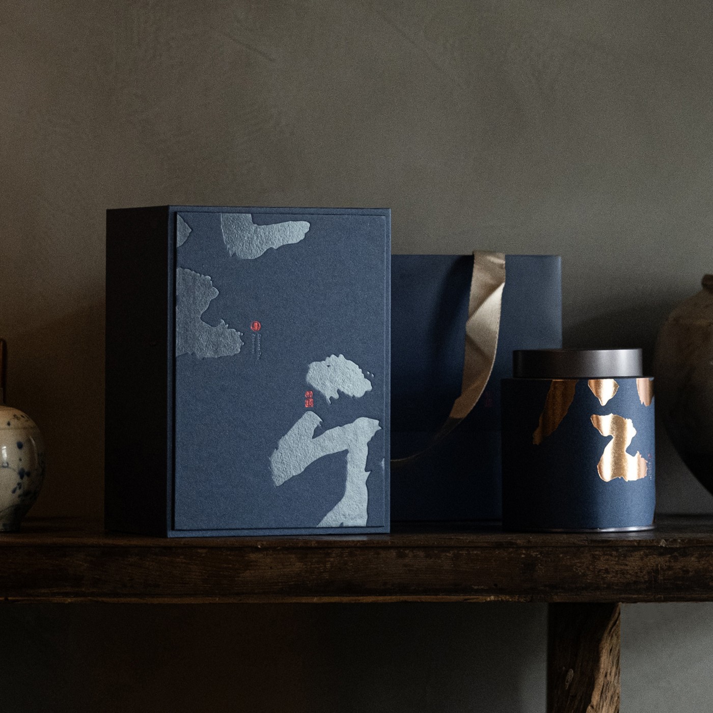 中档新中式茶叶罐包装礼盒风雅小双罐红茶岩茶通用三两装75g空盒