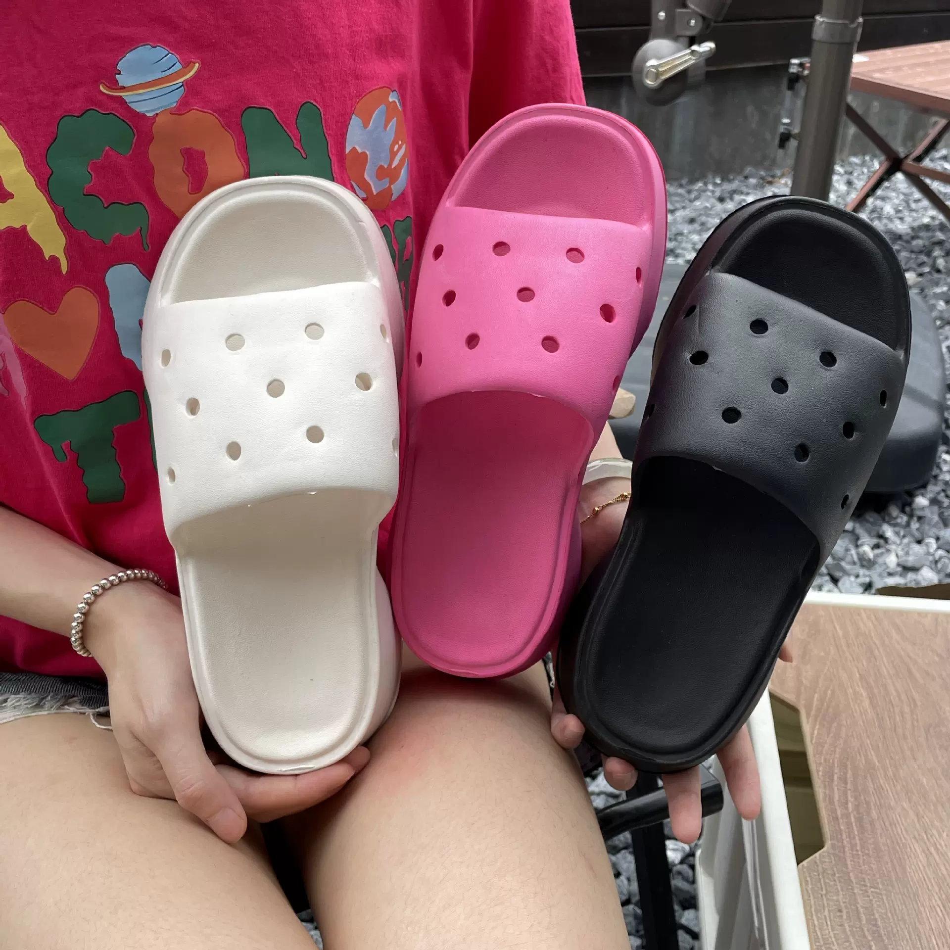 增高厚底拖鞋女坡跟夏季 外穿松糕底凉鞋时尚沙滩凉拖踩屎感