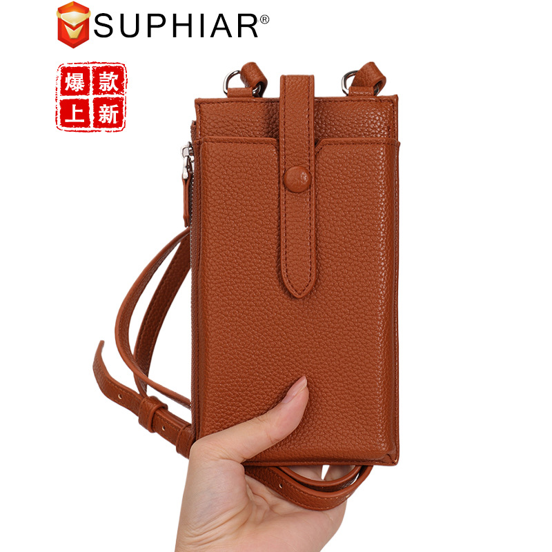 Bolso para teléfono móvil multifuncional transfronterizo de un solo hombro con cremallera mochila para teléfono móvil de cuero PU pequeño y simple para mujer mini bolso para teléfono móvil diagonal