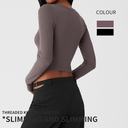 Cross-border yoga coat, women's double-headed zipper 2025 autumn and winter Europe and America lulu running yoga coat, quick-drying