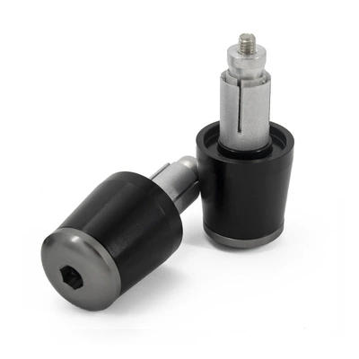 Retro motorcycle electric vehicle modified handlebar balance block 14-18MM inner diameter universal aluminum alloy handlebar plug (Motorcycle Handle Cover) - black-gray