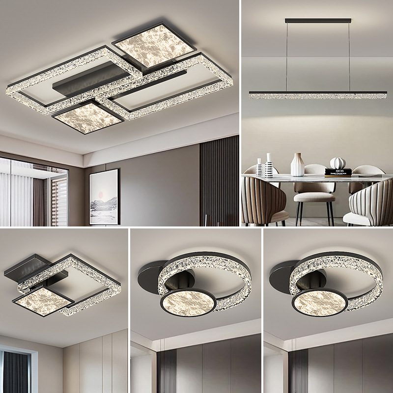 2025 nueva lámpara de sala de estar, sensación de alta calidad, grieta de hielo, lámpara principal de nube minimalista de estilo italiano, lámpara de techo de protección ocular de espectro completo