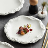 Rock pattern skirt edge plate vegetable disk home ceramic flat shallow plate 2024 new hotel tableware INS wind plate