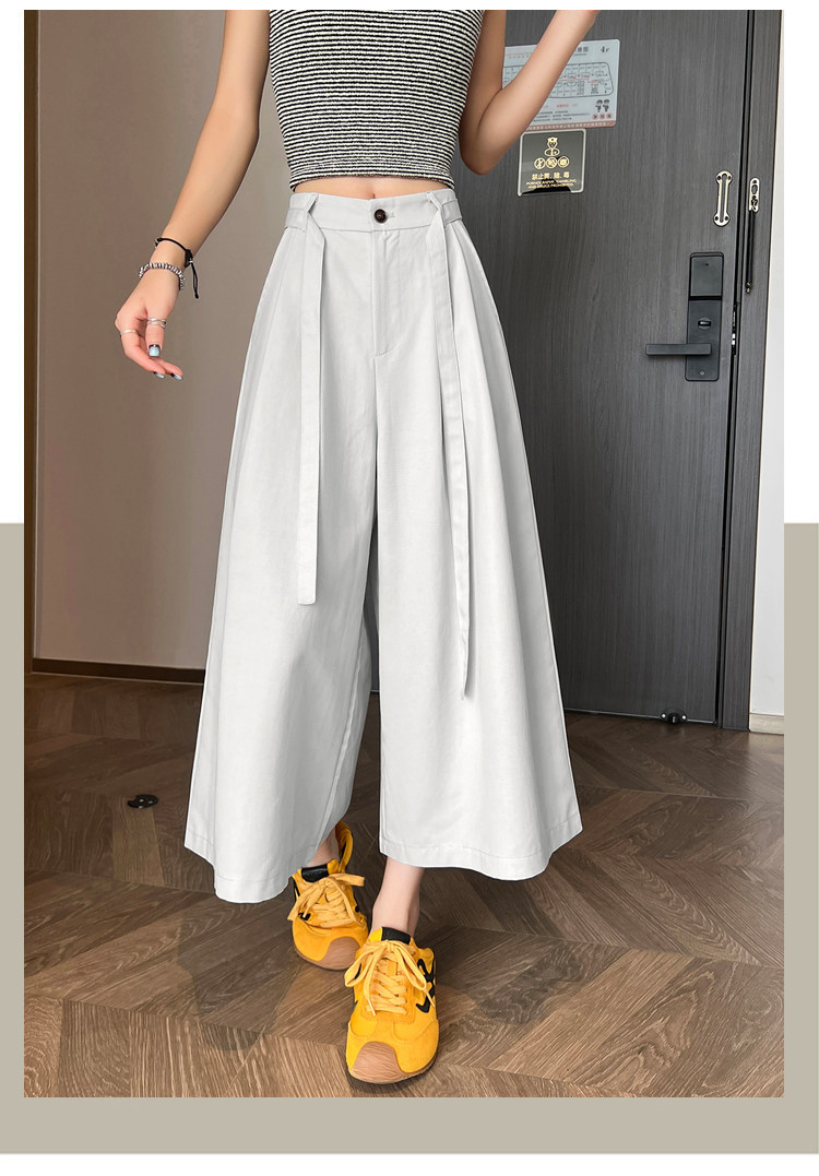 Quần culottes nữ ống rộng cạp cao suông rủ dáng dài 9 phân chất liệu lụa mát mùa hè — màu đen chi tiết 22