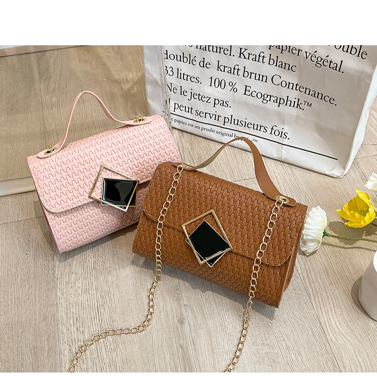 Square Shape Women's Small Pu Leather Lingge Fashion Square Magnetic Buckle Crossbody Bag