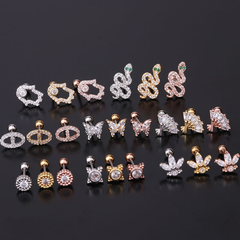 Ear Cartilage Rings & Studs Fashion Animal Copper Plating Artificial Gemstones display picture 27