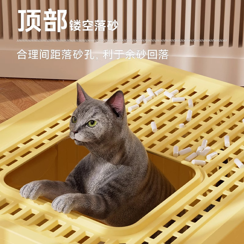 猫砂盆超大号防外溅猫厕所全封闭抽屉式猫屎盆防臭抽屉猫沙盆加高|undefined