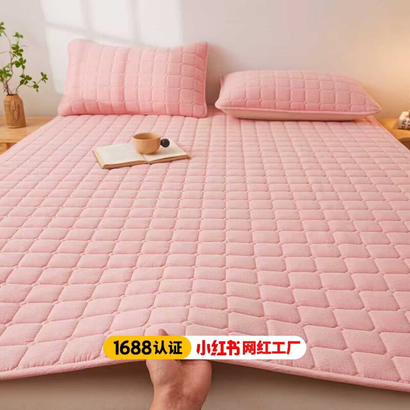 Pure Cotton Yarn-Dyed Washed Cotton Mattress Pure Cotton Quilted Non-Slip Cotton Mattress Single Student Dormitory Double Home