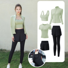 ヨガの服の運動の5つのスーツの女性の弾力の速乾の修身はやせています。