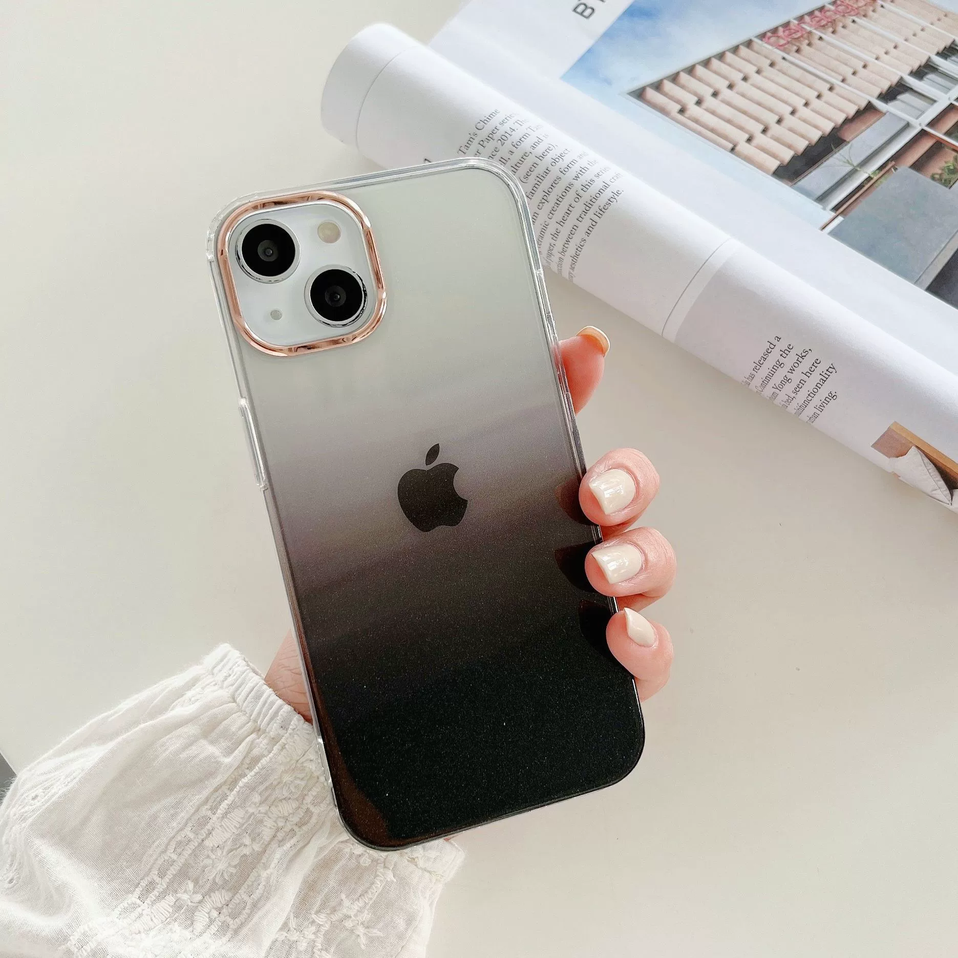 Чехол для телефона (Apple) iPhone 16 Series, градиент с электропокрытием и блёстками, ТПУ+PC