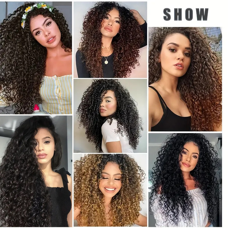 4ピースカール编み髪20インチ水波カールかぎ针编みヘアピース女性に适した|undefined