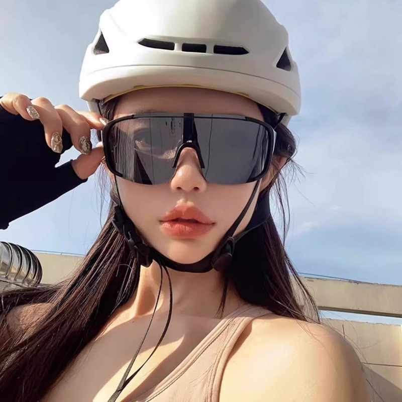 登山とサイクリングメガネ女性のアウトドアスポーツ防風防砂ゴーグルサングラス丸顔抗 UV 日焼け止めサングラス|undefined