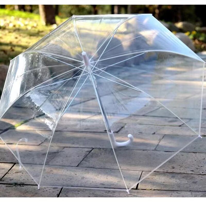 Automatic Long-Handle Double Transparent Umbrella, White Transparent Umbrella, Thickened Photo-Friendly Solid Color Transparent Umbrella