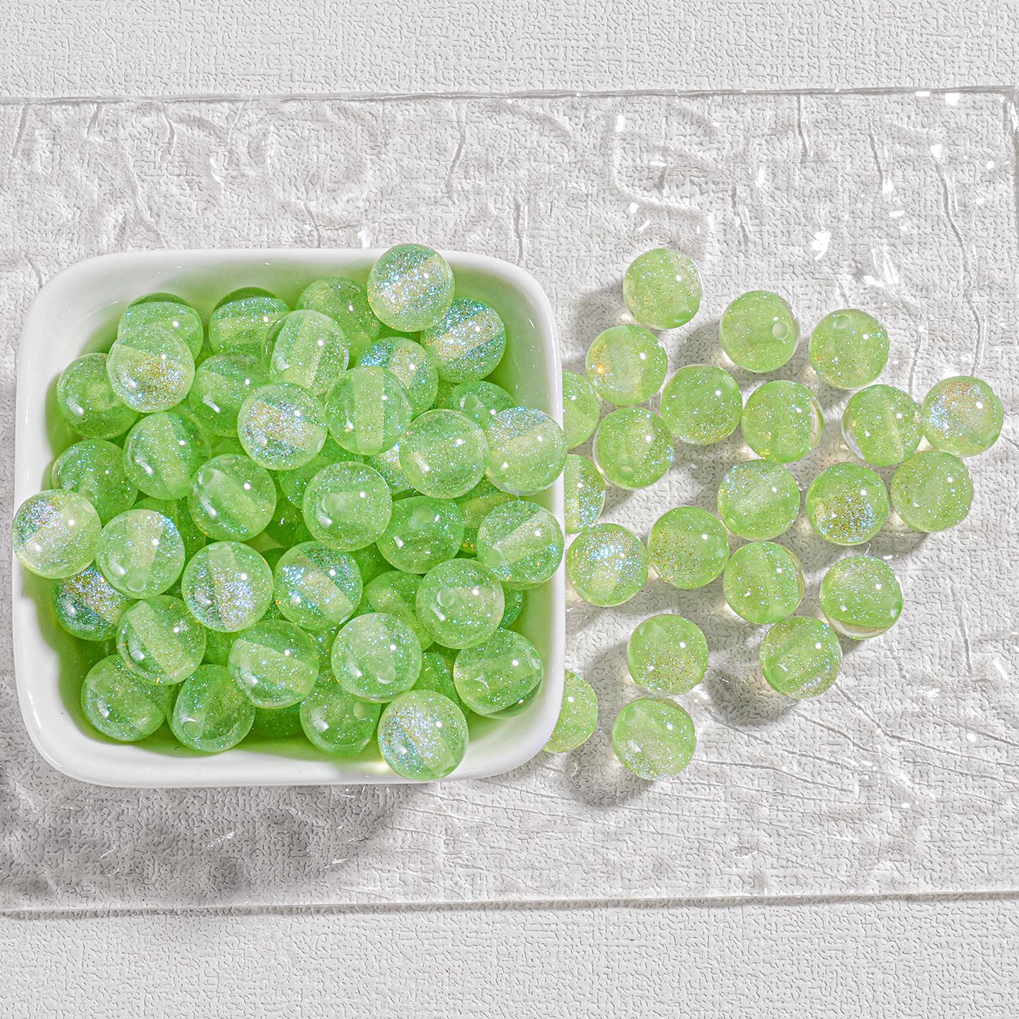 [100 piezas] cuentas de resina brillantes cuentas de ojo de gato cuentas de cielo estrellado diy material de cuentas de cadena de teléfono móvil hecho a mano