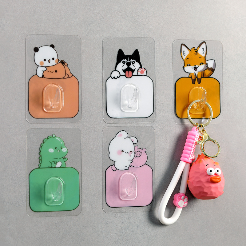 Creative Cartoon Hook, Strong Punch-Free Load-Bearing Adhesive Hook, Cute and Traceless Hook Behind Home Kitchen Wall Door