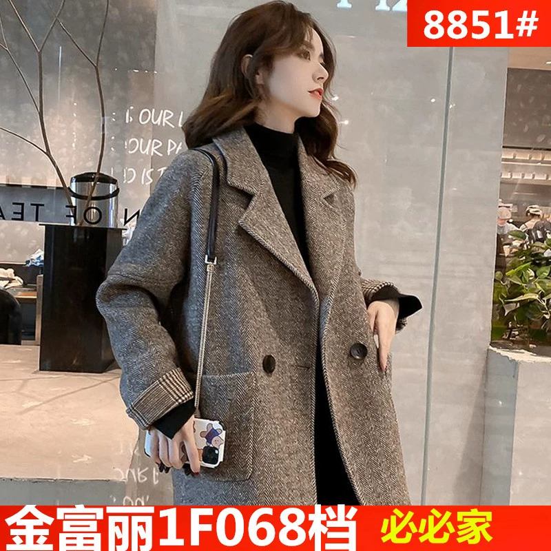 Женский пиджак, осень-зима 2021, новый корейский стиль, британский стиль, шерстяной утолщенный свободный повседневный маленький костюм, топ