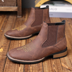 R003 Chelsea boots 跨境刺绣套脚切尔西靴男士马丁靴 外贸代发