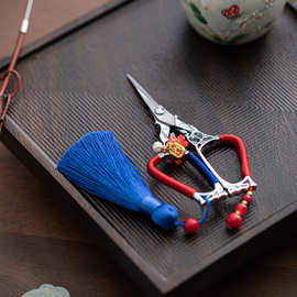 蝶语流苏把茶剪茶叶袋专用剪刀茶道配件家用高档禅意茶艺复古茶刀