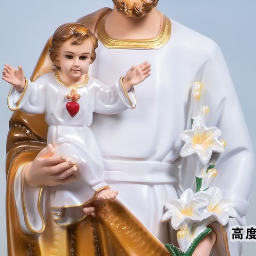 100cm José abraza a un niño santo adornos estatuas de vidrio de fibra de fibra de fibra de vidrio personajes decorativos de iglesia