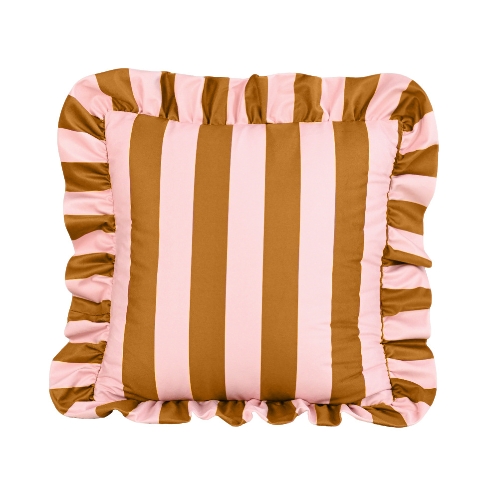 Cross-border ins rayas coreanas holandesas de loto falda almohada de tela para el hogar decoración americana sofá funda de almohada