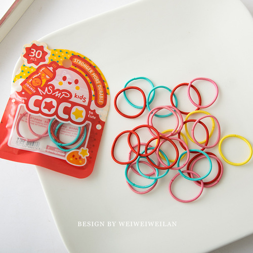 30 pieces of children's high-elastic candy-colored finger hair rings, simple and not harmful to hair, coco series super hot-selling hair accessories