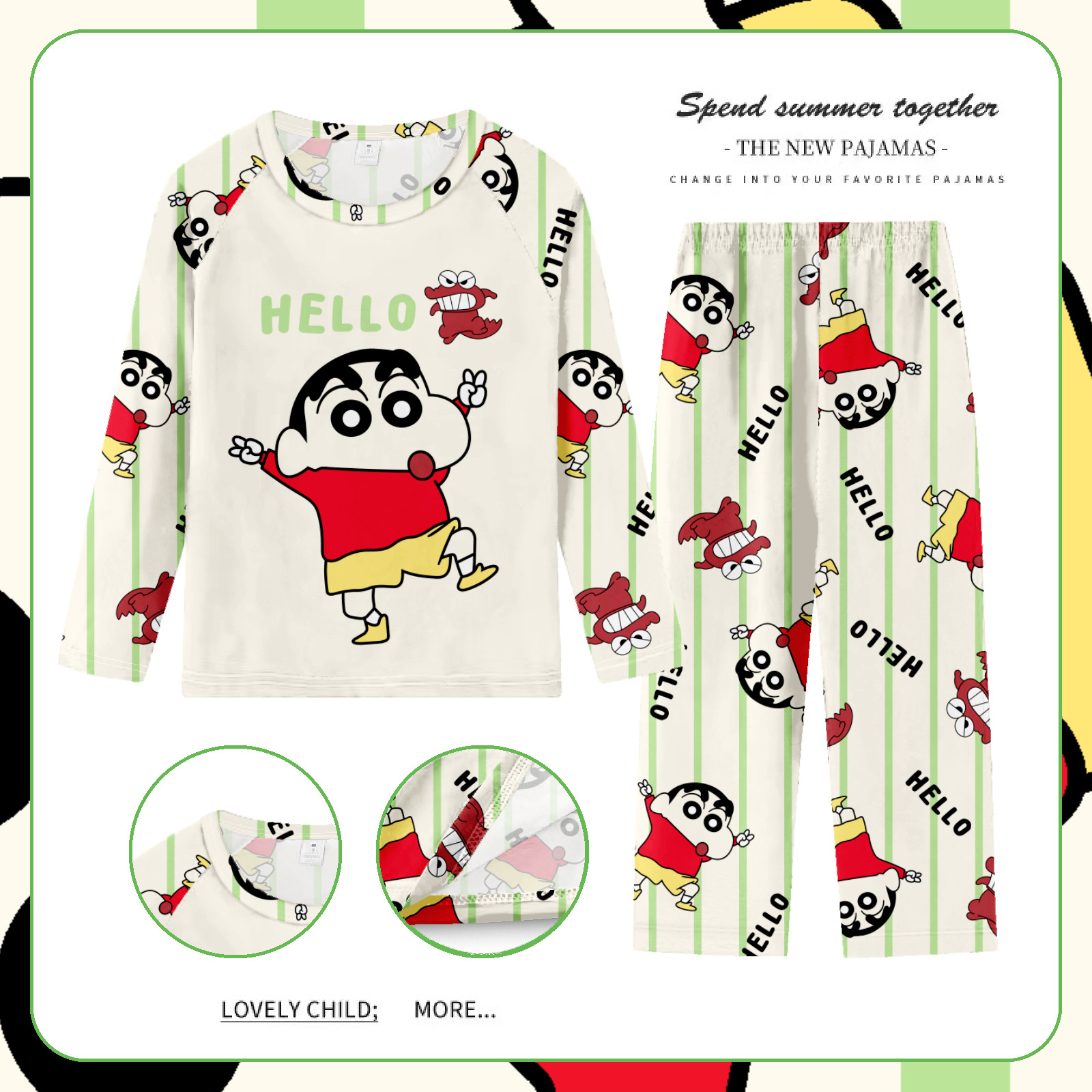 Pijamas de las niñas primavera y otoño manga larga delgada medio y grande niños lindos dibujos animados bebé niños princesa estilo homewear traje