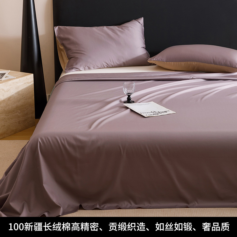 2025 nueva hoja de algodón de fibra larga 60S de una sola pieza de algodón puro satén de algodón individual cama doble individual sábana Clase A grado materno infantil