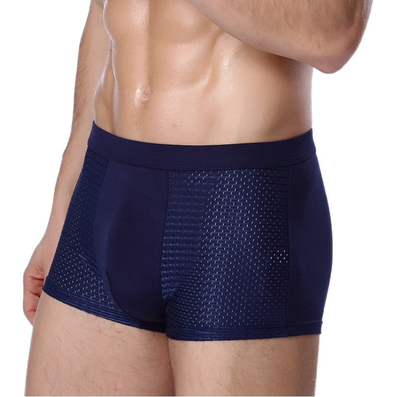 Ropa interior de malla fresca de seda de hielo para hombres populares transpirable de secado rápido sin costuras que absorben el sudor boxeadores deportivos delgados de verano