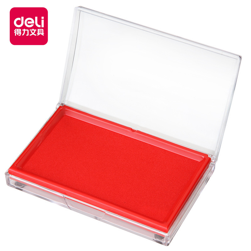 Deli 9864 ink pad rectangular quick-drying ink pad red blue oily waterproof finger fingerprint pressing financial supplies
