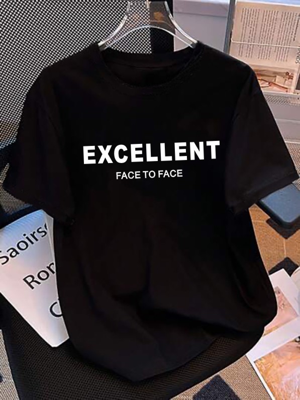 Men's Clothing 2024 new summer men's thick plate rubber English printing pure cotton round neck short sleeved T shirt_voghion.com