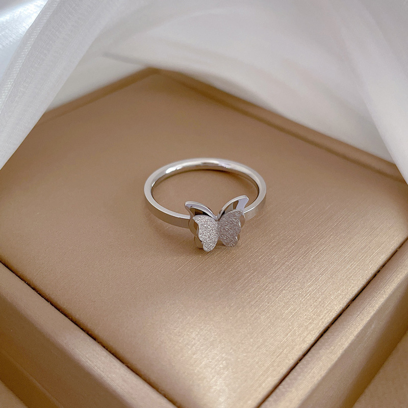 Minimalistische vlinder ring van titaniumstaal dames heren_voghion.com