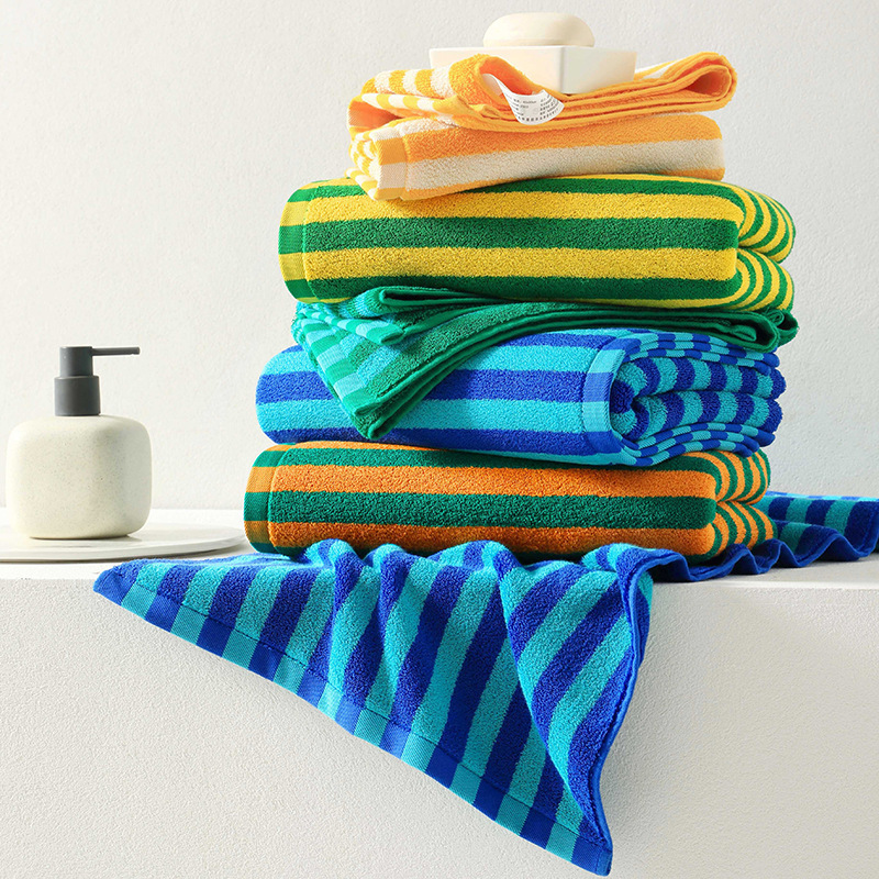 Autumn and Winter Thickeneded and Enlarged Stripesd Adult Towel 40*90cm 205g Water-Absorbent Soft Large Towel High-End Towel