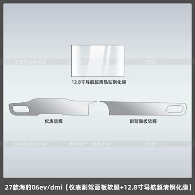 Car interior film: console screen tempered film, instrument - 27-models-of-seal-06evdmiinstrument-panel-soft-film-128inch-navigation-ultra-clear-tempered-film